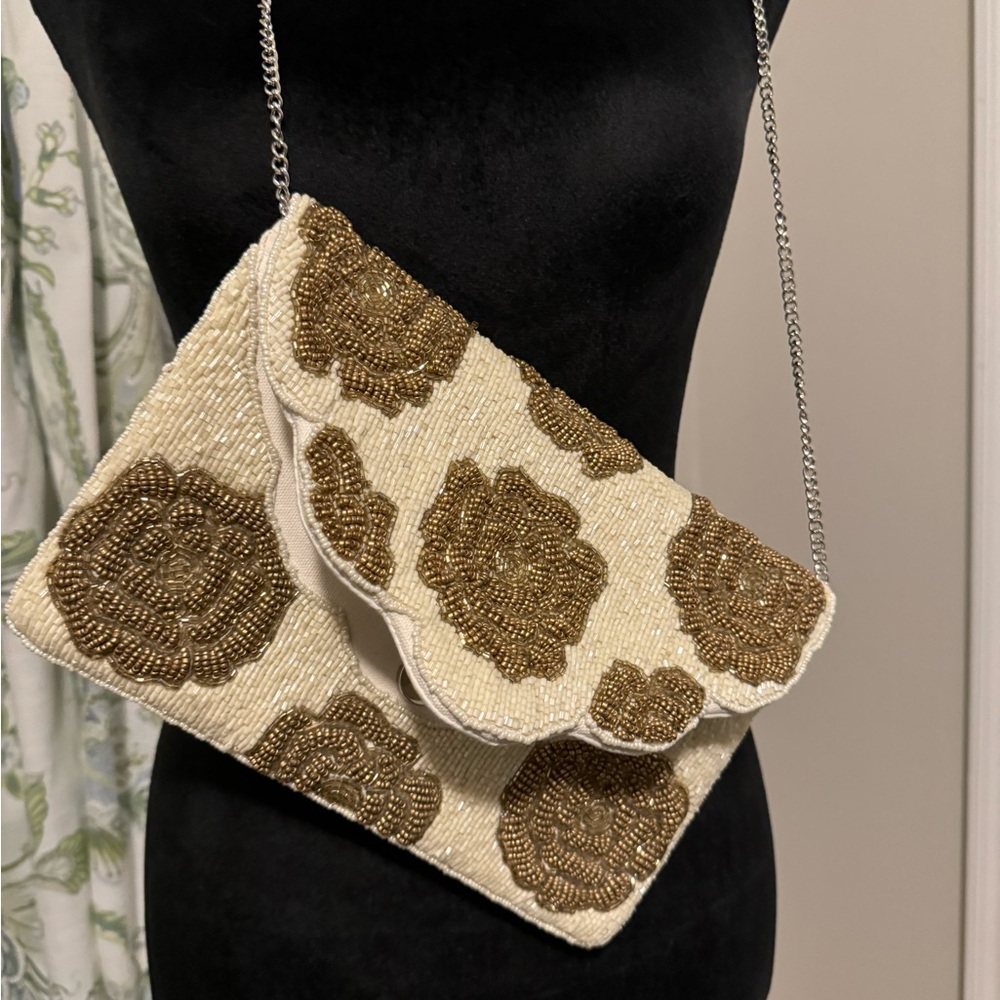 Beaded clutch with silver chain perfect for wedding season